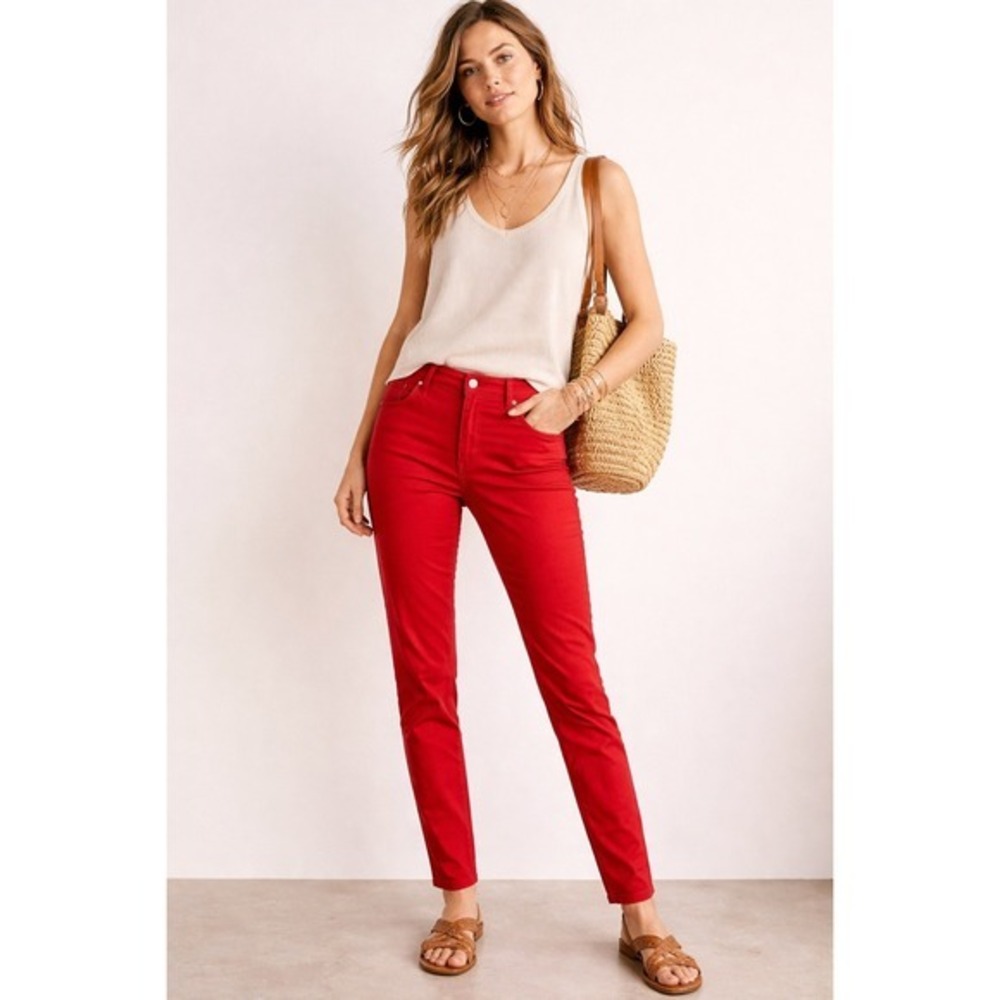 Gerry Weber Red Slim Leg Stretch Cotton Blend Five Pocket Trousers Size‎ US 12
